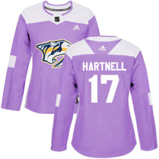 Women's Nashville Predators #17 Scott Hartnell Purple Authentic Fights Cancer Stitched NHL Jersey