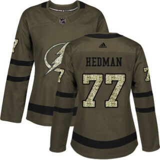 Women's Tampa Bay Lightning #77 Victor Hedman Green Salute to Service Stitched NHL Jersey