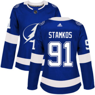 Women's Tampa Bay Lightning #91 Steven Stamkos Blue Home Authentic Stitched NHL Jersey