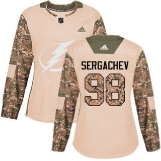 Women's Tampa Bay Lightning #98 Mikhail Sergachev Camo Authentic 2017 Veterans Day Stitched NHL Jersey