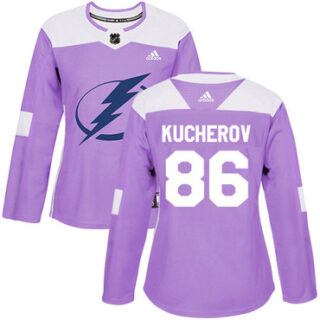 Women's Tampa Bay Lightning #86 Nikita Kucherov Purple Authentic Fights Cancer Stitched NHL Jersey