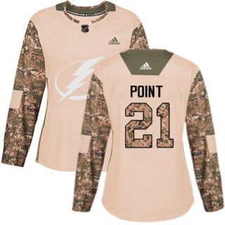 Women's Tampa Bay Lightning #21 Brayden Point Camo Authentic 2017 Veterans Day Stitched NHL Jersey