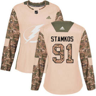 Women's Tampa Bay Lightning #91 Steven Stamkos Camo Authentic 2017 Veterans Day Stitched NHL Jersey