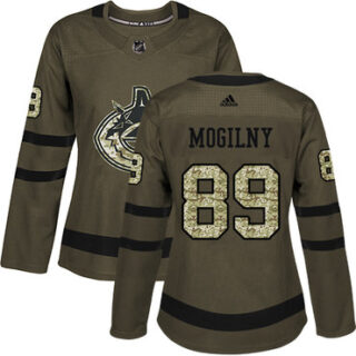 Women's Vancouver Canucks #89 Alexander Mogilny Green Salute to Service Stitched NHL Jersey