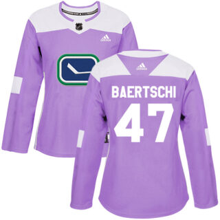 Women's Vancouver Canucks #47 Sven Baertschi Purple Authentic Fights Cancer Stitched NHL Jersey