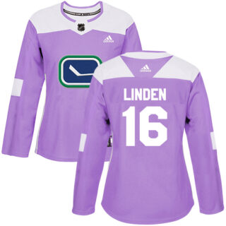 Women's Vancouver Canucks #16 Trevor Linden Purple Authentic Fights Cancer Stitched NHL Jersey
