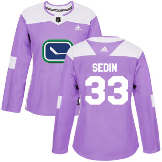 Women's Vancouver Canucks #33 Henrik Sedin Purple Authentic Fights Cancer Stitched NHL Jersey