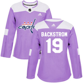 Women's Washington Capitals #19 Nicklas Backstrom Purple Authentic Fights Cancer Stitched NHL Jersey