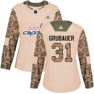 Women's Washington Capitals #31 Philipp Grubauer Camo Authentic 2017 Veterans Day Stitched NHL Jersey