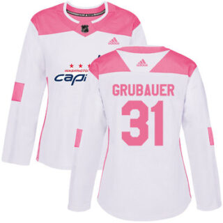 Women's Washington Capitals #31 Philipp Grubauer White Pink Authentic Fashion Stitched NHL Jersey