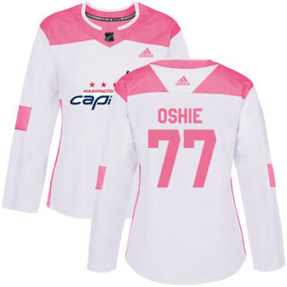 Women's Washington Capitals #77 T.J. Oshie White Pink Authentic Fashion Stitched NHL Jersey