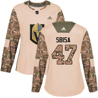 Women's Vegas Golden Knights #47 Luca Sbisa Camo Authentic 2017 Veterans Day Stitched NHL Jersey