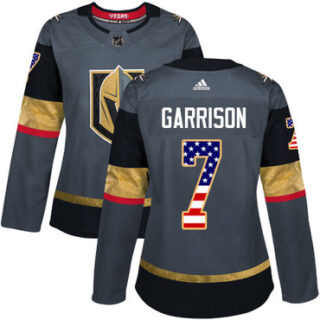 Women's Vegas Golden Knights #7 Jason Garrison Grey Home Authentic USA Flag Stitched NHL Jersey