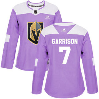 Women's Vegas Golden Knights #7 Jason Garrison Purple Authentic Fights Cancer Stitched NHL Jersey