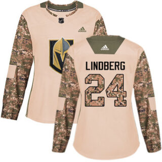 Women's Vegas Golden Knights #24 Oscar Lindberg Camo Authentic 2017 Veterans Day Stitched NHL Jersey