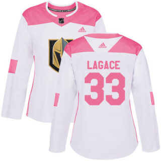 Women's Vegas Golden Knights #33 Maxime Lagace White Pink Authentic Fashion Stitched NHL Jersey