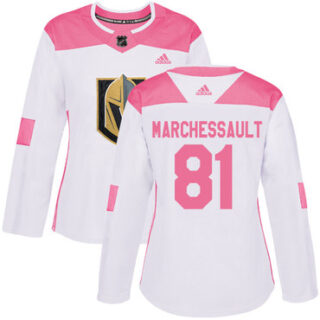 Women's Vegas Golden Knights #81 Jonathan Marchessault White Pink Authentic Fashion Stitched NHL Jersey