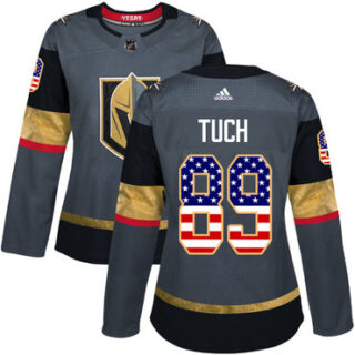 Women's Vegas Golden Knights #89 Alex Tuch Grey Home Authentic USA Flag Stitched NHL Jersey