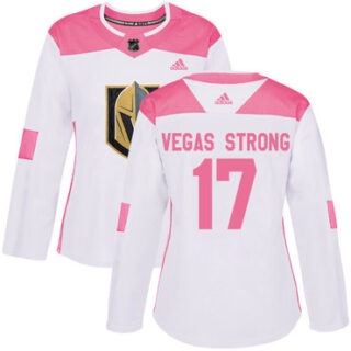 Women's Vegas Golden Knights #17 Vegas Strong White Pink Authentic Fashion Stitched NHL Jersey