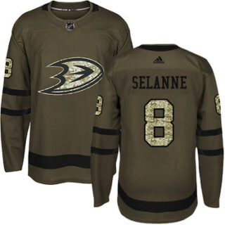 Youth Anaheim Ducks #8 Teemu Selanne Green Salute to Service Stitched NHL Jersey