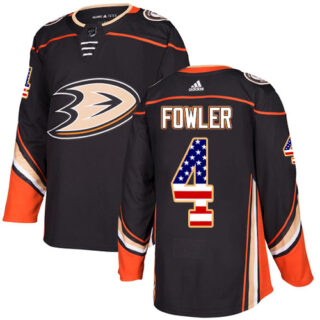 Youth Anaheim Ducks #4 Cam Fowler Black Home Authentic USA Flag Stitched NHL Jersey