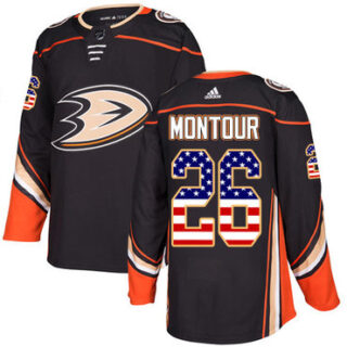 Youth Anaheim Ducks #26 Brandon Montour Black Home Authentic USA Flag Stitched NHL Jersey