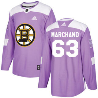 Youth Boston Bruins #63 Brad Marchand Purple Authentic Fights Cancer Youth Stitched NHL Jersey