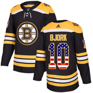 Youth Boston Bruins #10 Anders Bjork Black Home Authentic USA Flag Youth Stitched NHL Jersey
