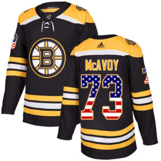 Youth Boston Bruins #73 Charlie McAvoy Black Home Authentic USA Flag Youth Stitched NHL Jersey