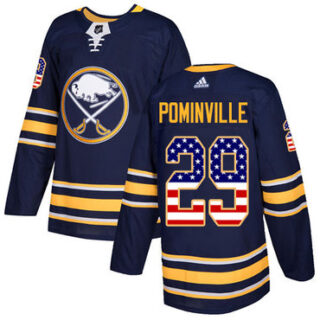 Youth Buffalo Sabres #29 Jason Pominville Navy Blue Home Authentic USA Flag Stitched NHL Jersey