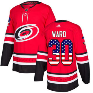 Youth Carolina Hurricanes #30 Cam Ward Red Home Authentic USA Flag Stitched NHL Jersey