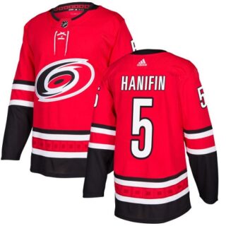 Youth Carolina Hurricanes #5 Noah Hanifin Red Home Authentic Stitched NHL Jersey