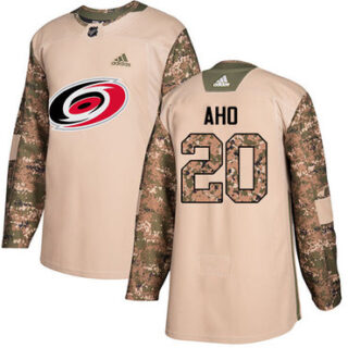 Youth Carolina Hurricanes #20 Sebastian Aho Camo Authentic 2017 Veterans Day Stitched NHL Jersey