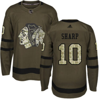 Youth Chicago Blackhawks #10 Patrick Sharp Green Salute to Service Stitched NHL Jersey