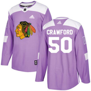 Youth Chicago Blackhawks #50 Corey Crawford Purple Authentic Fights Cancer Stitched NHL Jersey