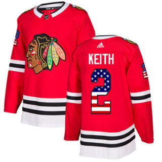 Youth Chicago Blackhawks #2 Duncan Keith Red Home Authentic USA Flag Stitched NHL Jersey