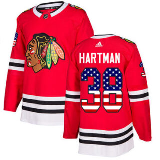 Youth Chicago Blackhawks #38 Ryan Hartman Red Home Authentic USA Flag Stitched NHL Jersey
