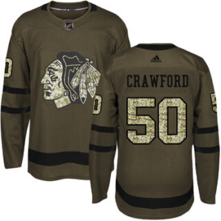 Youth Chicago Blackhawks #50 Corey Crawford Green Salute to Service Stitched NHL Jersey