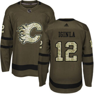 Youth Calgary Flames #12 Jarome Iginla Green Salute to Service Stitched NHL Jersey