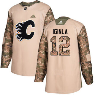 Youth Calgary Flames #12 Jarome Iginla Camo Authentic 2017 Veterans Day Stitched NHL Jersey