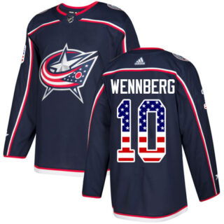 Youth Columbus Blue Jackets #10 Alexander Wennberg Navy Blue Home Authentic USA Flag Stitched NHL Jersey