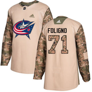 Youth Columbus Blue Jackets #71 Nick Foligno Camo Authentic 2017 Veterans Day Stitched NHL Jersey