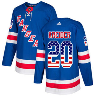 Youth Detroit Rangers #20 Chris Kreider Royal Blue Home Authentic USA Flag Stitched NHL Jersey