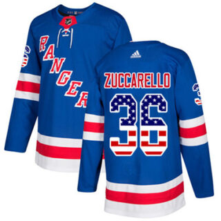 Youth Detroit Rangers #36 Mats Zuccarello Royal Blue Home Authentic USA Flag Stitched NHL Jersey