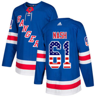 Youth Detroit Rangers #61 Rick Nash Royal Blue Home Authentic USA Flag Stitched NHL Jersey