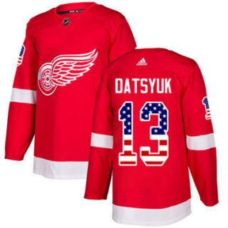 Youth Detroit Red Wings #13 Pavel Datsyuk Red Home Authentic USA Flag Stitched NHL Jersey