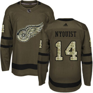 Youth Detroit Red Wings #14 Gustav Nyquist Green Salute to Service Stitched NHL Jersey