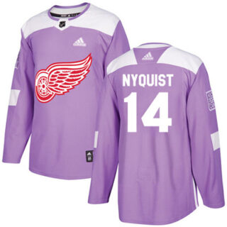 Youth Detroit Red Wings #14 Gustav Nyquist Purple Authentic Fights Cancer Stitched NHL Jersey