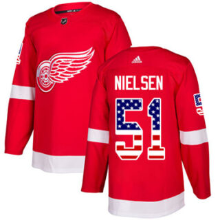 Youth Detroit Red Wings #51 Frans Nielsen Red Home Authentic USA Flag Stitched NHL Jersey