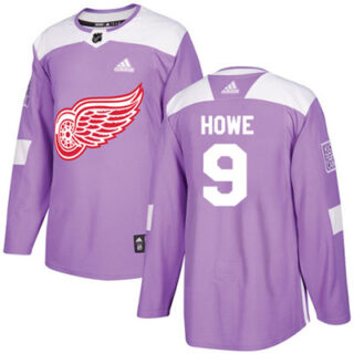 Youth Detroit Red Wings #9 Gordie Howe Purple Authentic Fights Cancer Stitched NHL Jersey